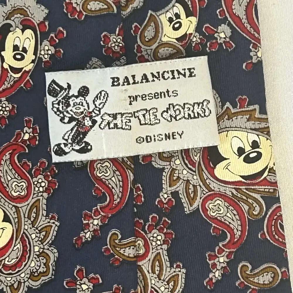 Vintage Disney Mickey Mouse Paisley Silk Tie Balancine The Tie Works